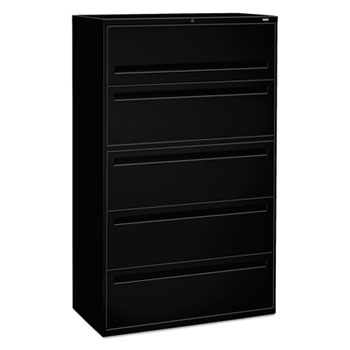 HON&#174; 700 Series Five-Drawer Lateral File w/Roll-Out &amp; Posting Shelves, 42w, Black