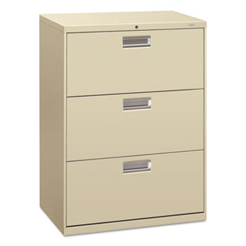 HON 600 Series Three-Drawer Lateral File, 30w x 19-1/4d, Putty