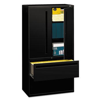 HON 700 Series Lateral File w/Storage Cabinet, 36w x 19-1/4d, Black