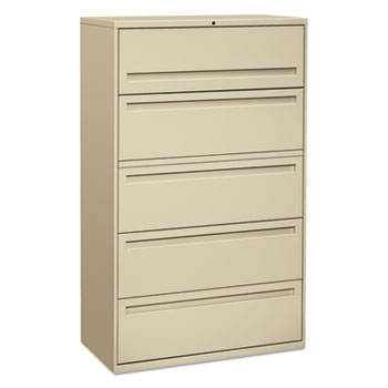 HON&#174; 700 Series Five-Drawer Lateral File w/Roll-Out, 42w, Putty