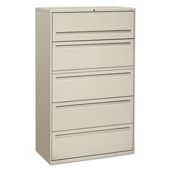 HON&#174; 700 Series Five-Drwr Lateral File w/Roll-Out &amp; Posting Shelves, 42w, Light Gray