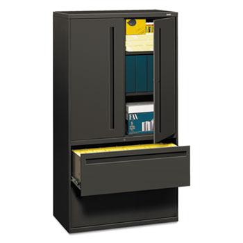 HON 700 Series Lateral File w/Storage Cabinet, 36w x 19-1/4d, Charcoal