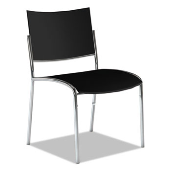 Safco Escalate Stacking Chair, Plastic Back/Seat, Black, 4 Chairs/Carton