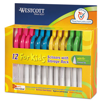 Westcott&#174; Kids Scissors with Antimicrobial Protection, 5&quot; Pointed, 12/Pack