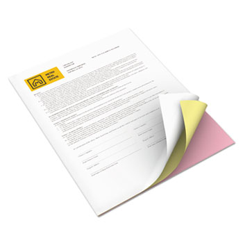 Xerox&#174; Bold Digital Carbonless Paper, 8 1/2 x 11, White/Canary/Pink, 2505 Sheets/CT