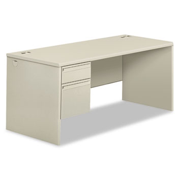 HON 38000 Series Right Pedestal Desk, 66w x 30d x 29-1/2h, Light Gray
