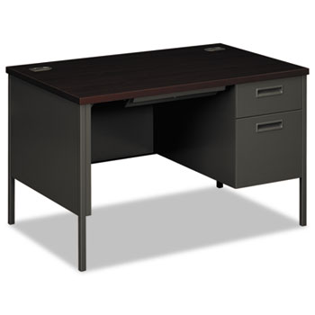 HON&#174; Metro Classic Right Pedestal Desk, 48w x 30d x 29 1/2h, Mahogany/Charcoal