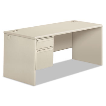HON 38000 Series Left Pedestal Desk, 66w x 30d x 29-1/2h, Light Gray