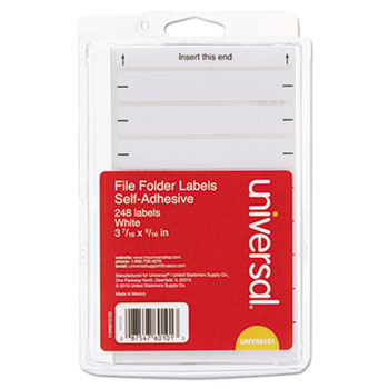 Universal Self-Adhesive Permanent File Folder Labels, 0.56 x 3.44, White, 8/Sheet, 31 Sheets/Pack