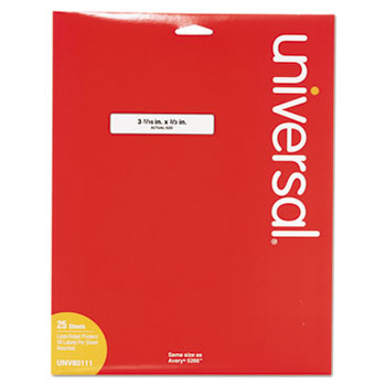Universal Self-Adhesive Permanent File Folder Labels, 0.66 x 3.44, White with Assorted Color Borders, 30/Sheet, 25 Sheets/Pack