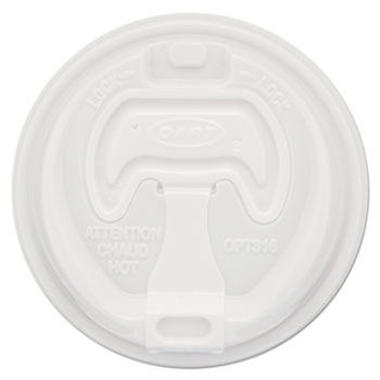 SOLO&#174; Cup Company Optima Reclosable Lids for Paper Hot Cups for 10-24 oz Cups, White, 1000/Carton