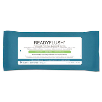 Medline ReadyFlush Biodegradable Flushable Wipes, 8 x 12, 24/Pack