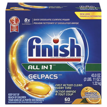 Finish&#174; Dish Detergent Gelpacs, Orange Scent, Box of 54 Gelpacs