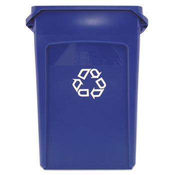 Rubbermaid&#174; Commercial Slim Jim&#174; Recycling Container w/Venting Channels, Plastic, 23 gal, Blue