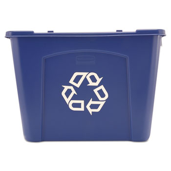 Rubbermaid&#174; Commercial Stacking Recycle Bin, Rectangular, Polyethylene, 14gal, Blue