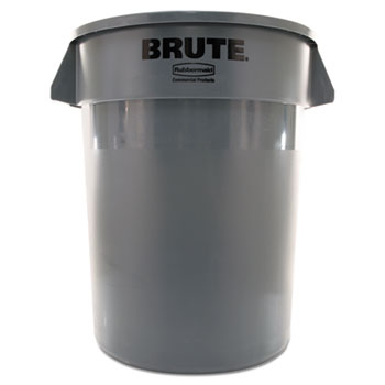 Rubbermaid&#174; Commercial Round Brute Container, Plastic, 32 gal, Gray
