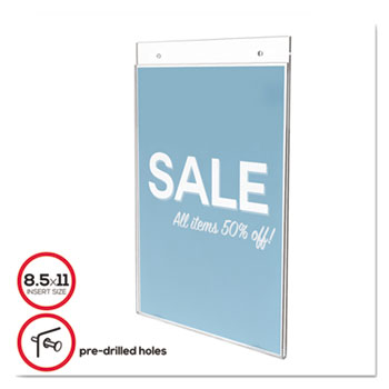 deflecto&#174; Wall Mount Sign Holder, Portrait, 8 1/2&quot;W x 11&quot;H, Clear