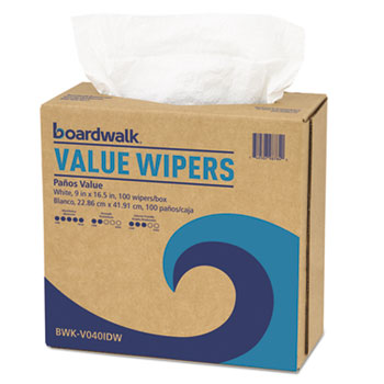 Boardwalk DRC Wipers, White, 9 x 16 1/2, 9 Dispensers of 100, 900/Carton