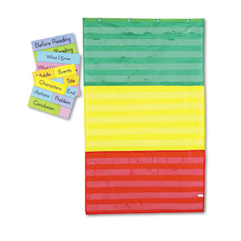 Carson-Dellosa Publishing Adjustable Tri-Section Pocket Chart with 18 Color Cards, Guide, 36 x 60