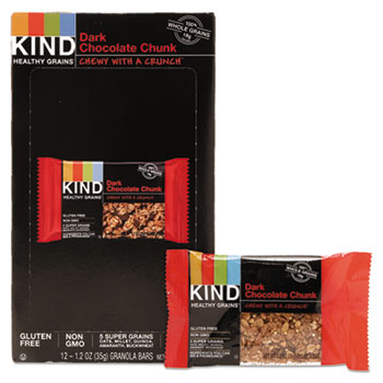 KIND Healthy Grains Bar, Dark Chocolate Chunk, 1.2 oz, 72/Carton