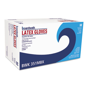 Boardwalk Powder-Free Latex Exam Gloves, Medium, Natural, 4 4/5 mil, 1000/Carton