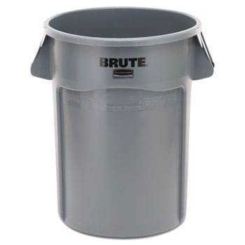 Rubbermaid&#174; Commercial Brute Vented Trash Receptacle, Round, 44 gal, Gray