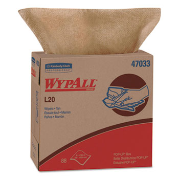 WypAll L20 Wipers, 9 1/10 x 16 4/5, Brown, 88/POP-UP Box, 10 Boxes/Carton