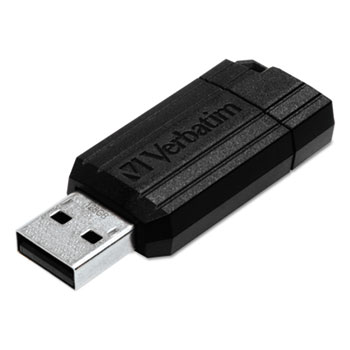 Verbatim&#174; PinStripe USB Drive 2.0, 128GB, Black