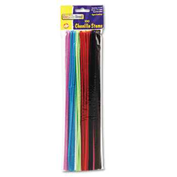 Creativity Street Regular Stems, 12&quot; x 4mm, Metal Wire, Polyester, Assorted, 100/Pack