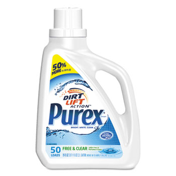 PUREX&#174; Free and Clear Liquid Laundry Detergent, Unscented, 75 oz Bottle, 6/Carton