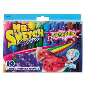 Mr. Sketch Washable Markers, Chisel, Assorted Colors, 10/Pack