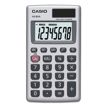 Casio&#174; SL-300SV Handheld Calculator, 8-Digit LCD, Silver
