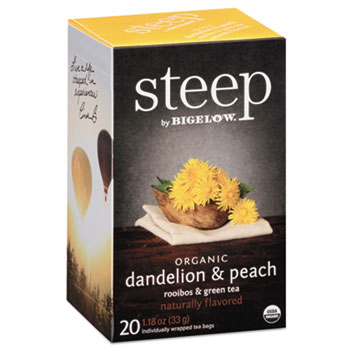 Steep by Bigelow&#174; Tea, Dandelion &amp; Peach, 1.18 oz Tea Bag, 20/Box