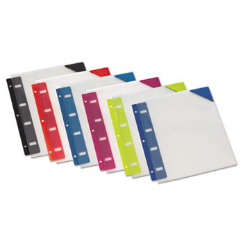 Oxford Retractable Binder Pocket, 1/4 x 9, Assorted Colors, 6/PK