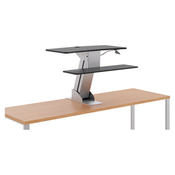 HON Directional Desktop Sit-to-Stand Riser without Monitor Arm, Silver/Black