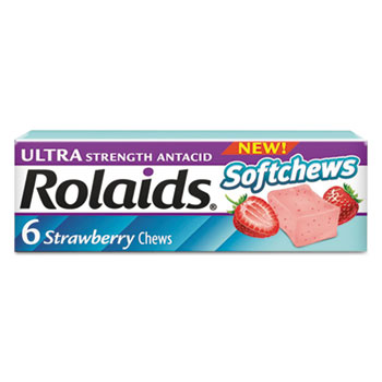 Rolaids Ultra Strength Antacid Softchews, Strawberry, 6/Pack, 12 Pack/Box