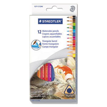 Staedtler&#174; Triangular Watercolor Pencil Set, H/#3, 2.9mm, 12 Assorted Colors