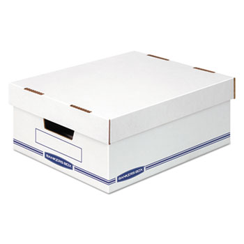 Bankers Box&#174; Organizer Storage Boxes, Large, White/Blue, 12/Carton