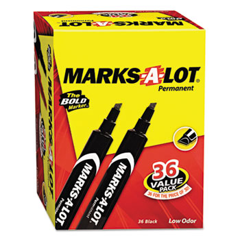Marks-A-Lot&#174; Desk-Style Permanent Markers, Black, 36/PK