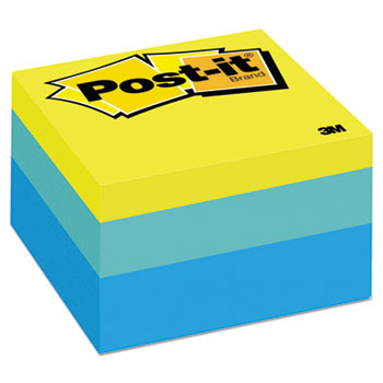 Post-it&#174; Original Notes Cubes, 3&quot; x 3&quot;, Blue Wave, 470-Sheet