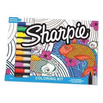 Sharpie Adult Coloring Kit, Aquatic Theme Coloring Book with 20 Markers