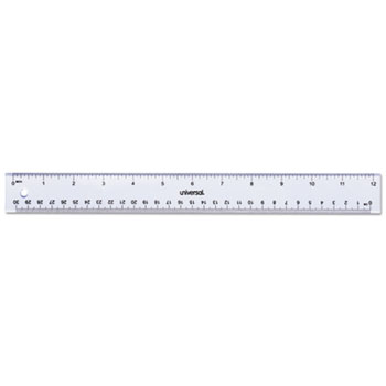 Universal Clear Plastic Ruler, Standard/Metric, 12&quot; Long, Clear