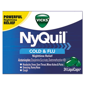 Vicks NyQuil Cold &amp; Flu Nighttime LiquiCaps, 24/BX