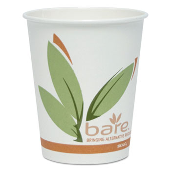 SOLO&#174; Cup Company Bare Eco-Forward PCF Hot Cups, Paper, Green/White, 10 oz, 300/Carton