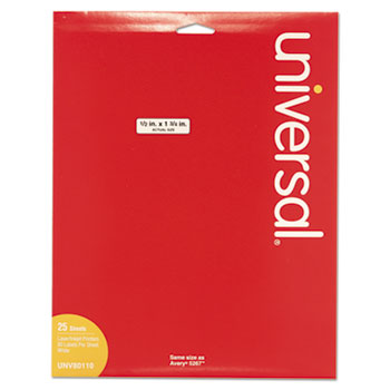 Universal Laser Printer Permanent Labels, 1/2 x 1 3/4, White, 2000/Pack