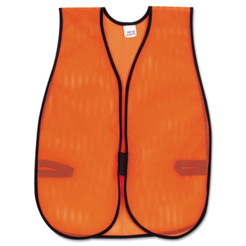 MCR™ Safety Orange Safety Vest, Polyester Mesh, Hook Closure, 18&quot; x 47&quot;, One Size