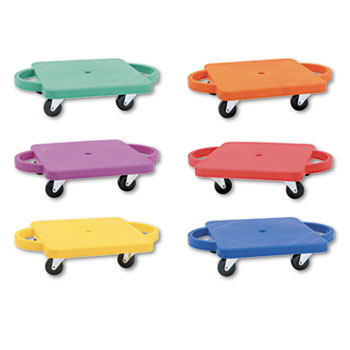 Champion Sports Scooter Set wSwivel Casters, Plastic/Rubber, 12 x 12, Assorted Colors, 6/Set