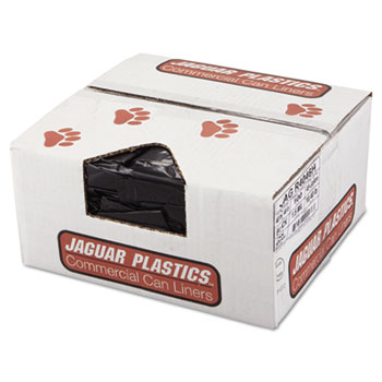 Jaguar Plastics Repro Low-Density Can Liners, 45 gal, 1.5 mil, 40&quot; x 46&quot;, Black, 100/Carton