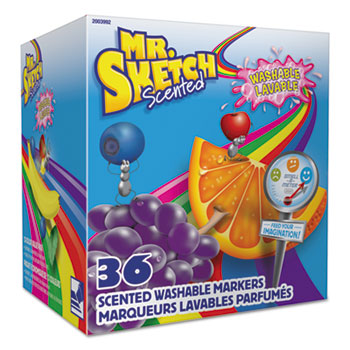 Mr. Sketch&#174; Scented Washable Markers - Classroom Pack, Assorted, Chisel, 36/Pack
