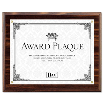 DAX Award Plaque, Wood/Acrylic Frame, Up to 8 1/2 x 11, Walnut